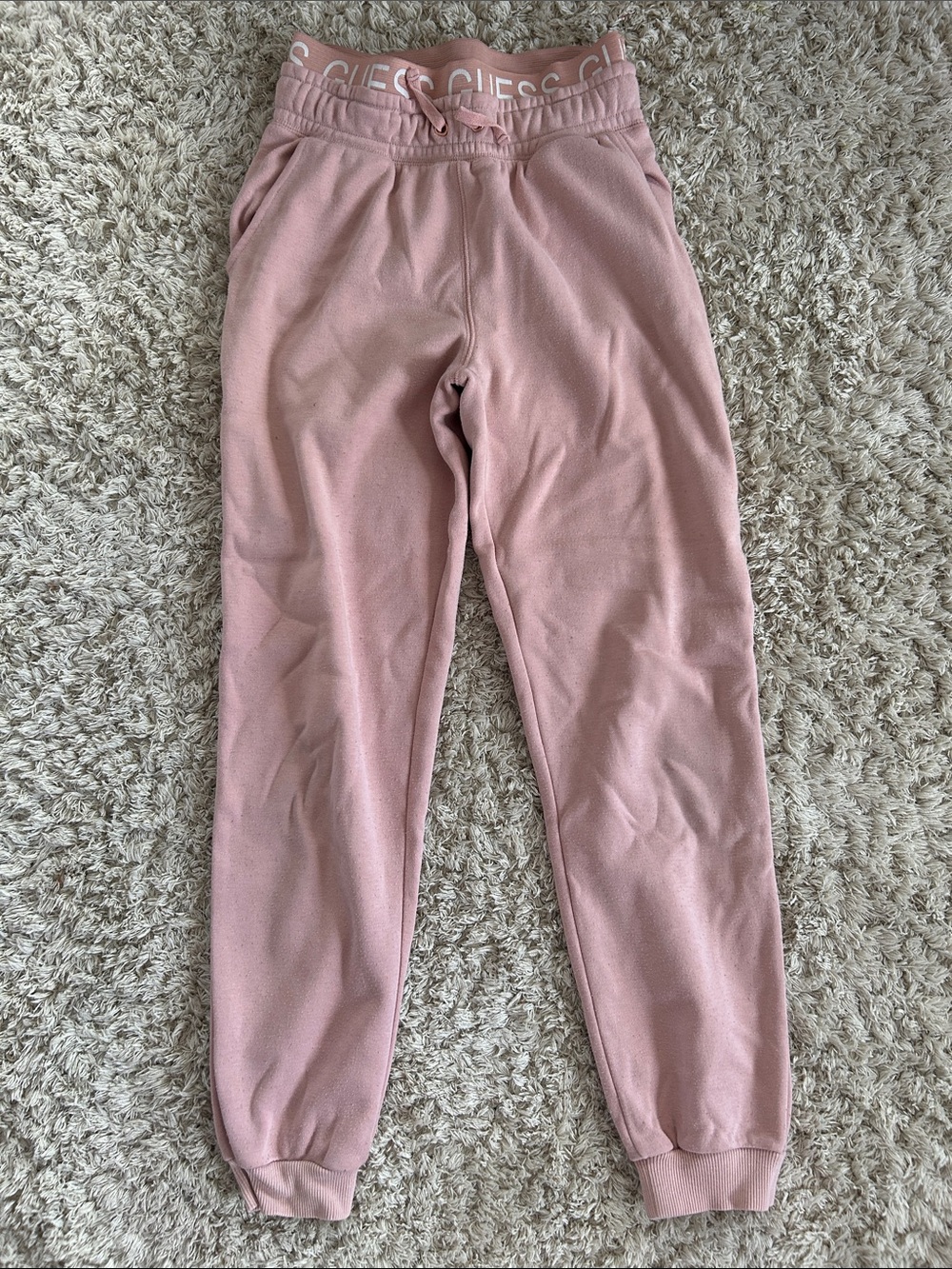 Guess Pink Logo Waistband Joggers